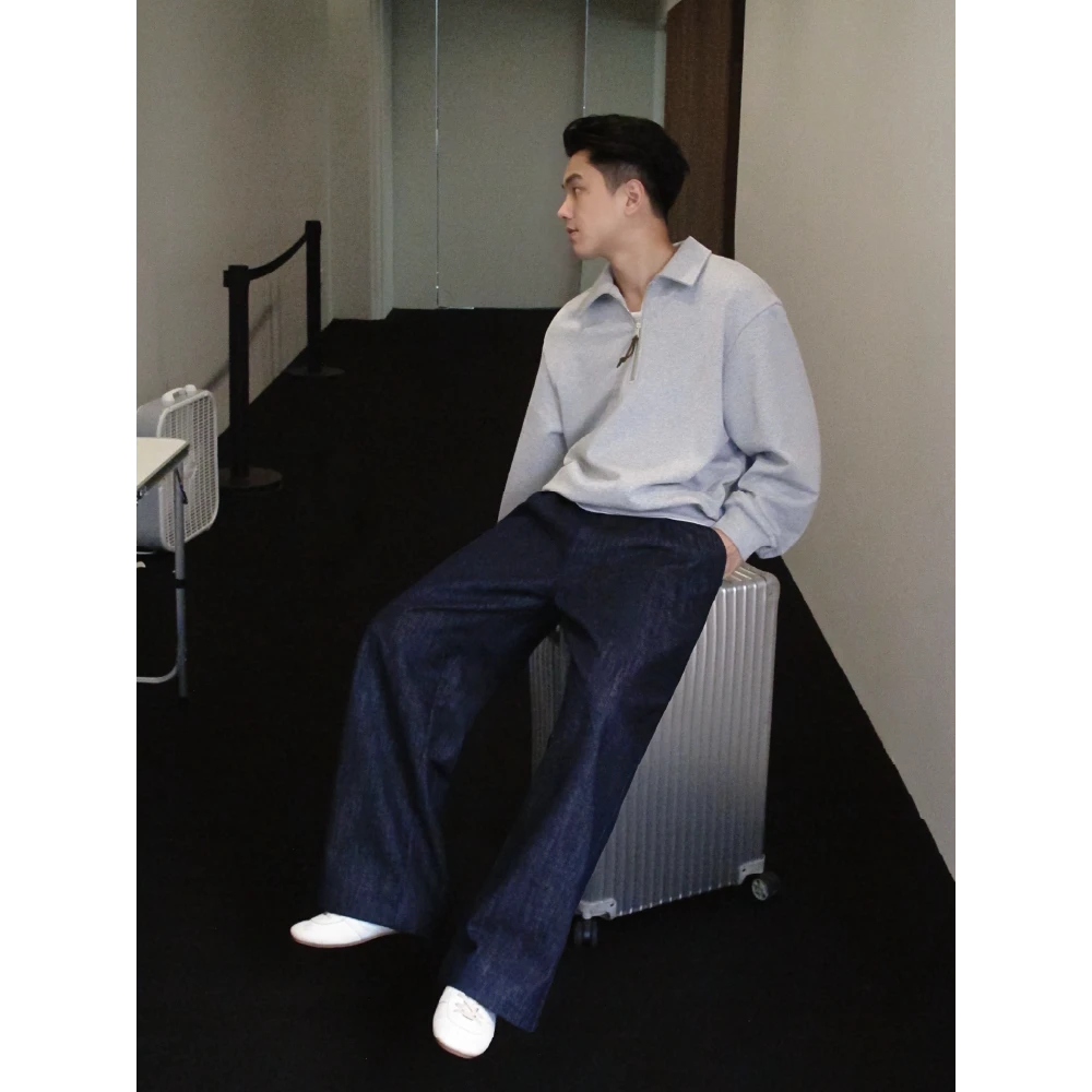 【DUPU】25F/W秋季380G极简半开襟拉链设计全棉短宽版挺廓休闲卫衣