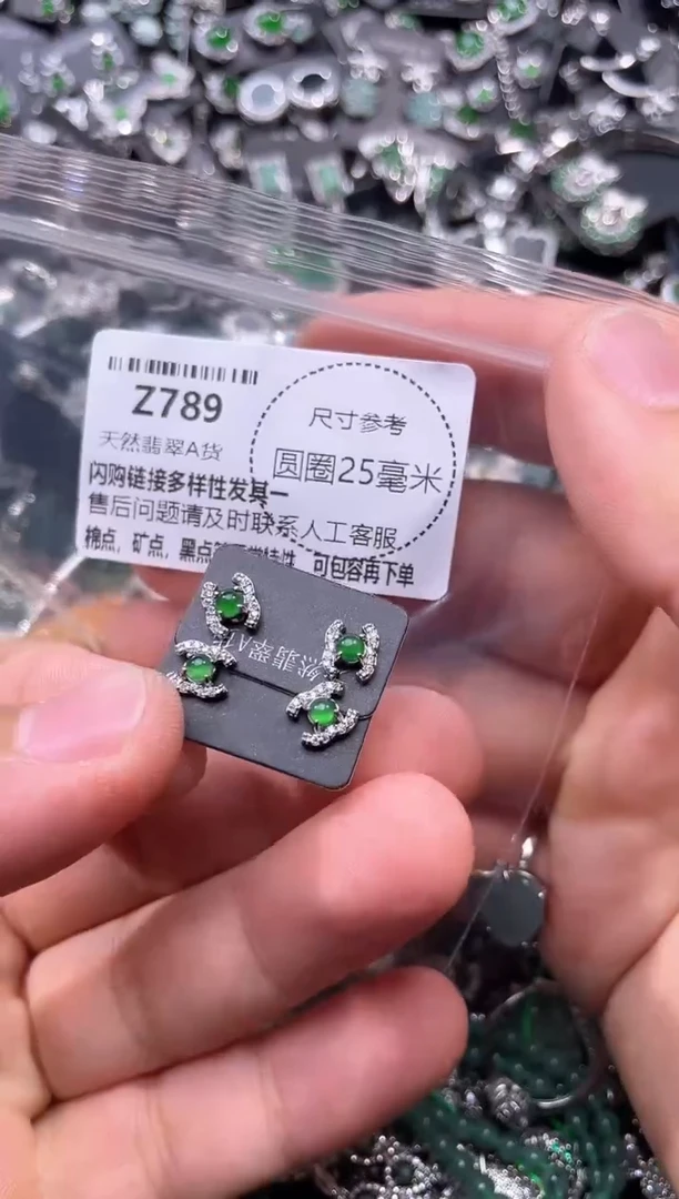 翡翠未镶嵌颈饰Z789耳钉 多样性发其一