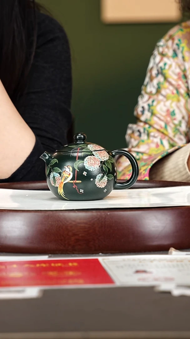 茶壶紫砂38杨建英 绣球西施 绿泥柴烧200cc