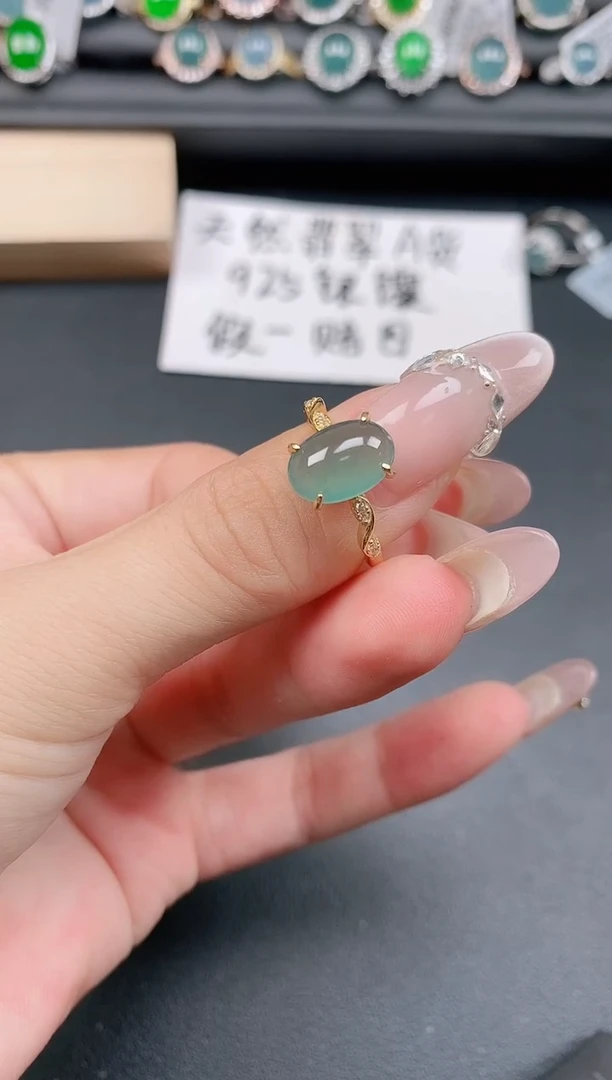 银S925镶嵌戒指翡翠111