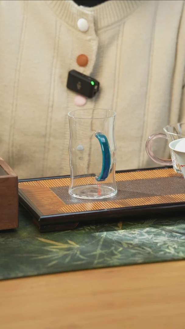 竹节绿茶杯蓝玉玻璃