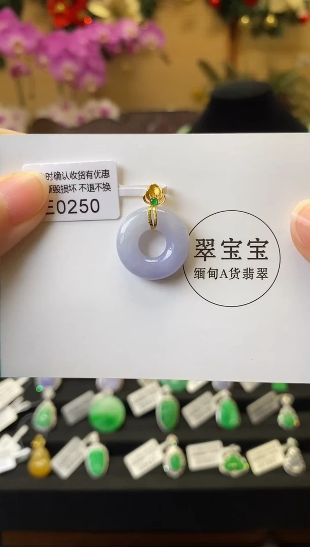 颈饰18K金镶嵌翡翠E0250 甜甜圈 含运营费