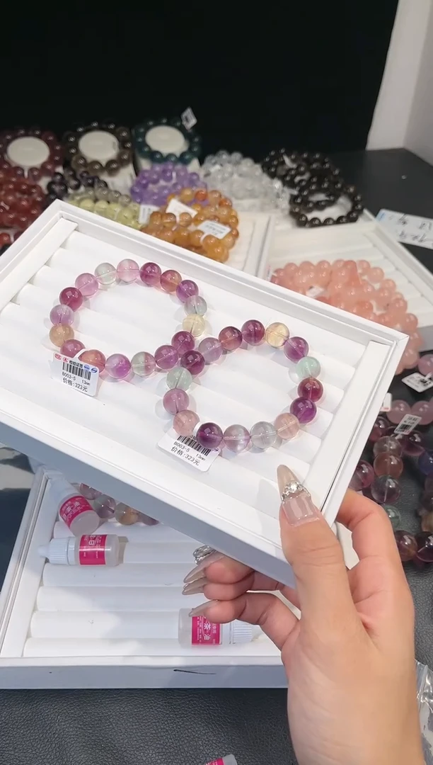 【闪购商品】萤石手链未镶嵌多样性发一彩萤石13mm