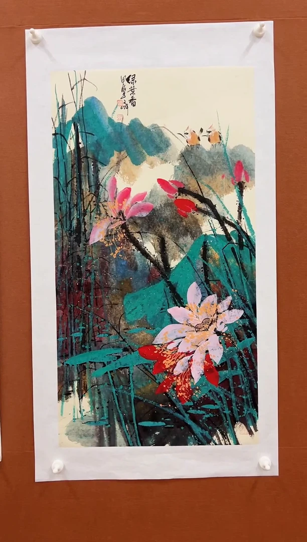 国画李文峰小三尺亮彩花鸟