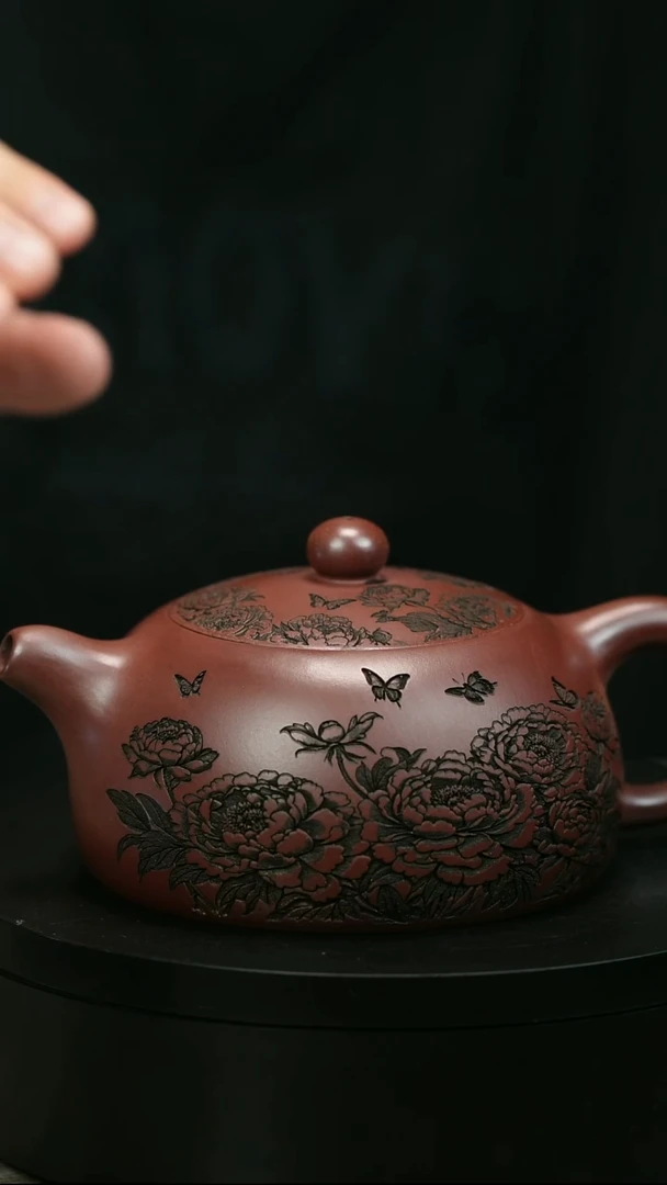 茶壶紫砂华*H1795陆建平牡丹半月