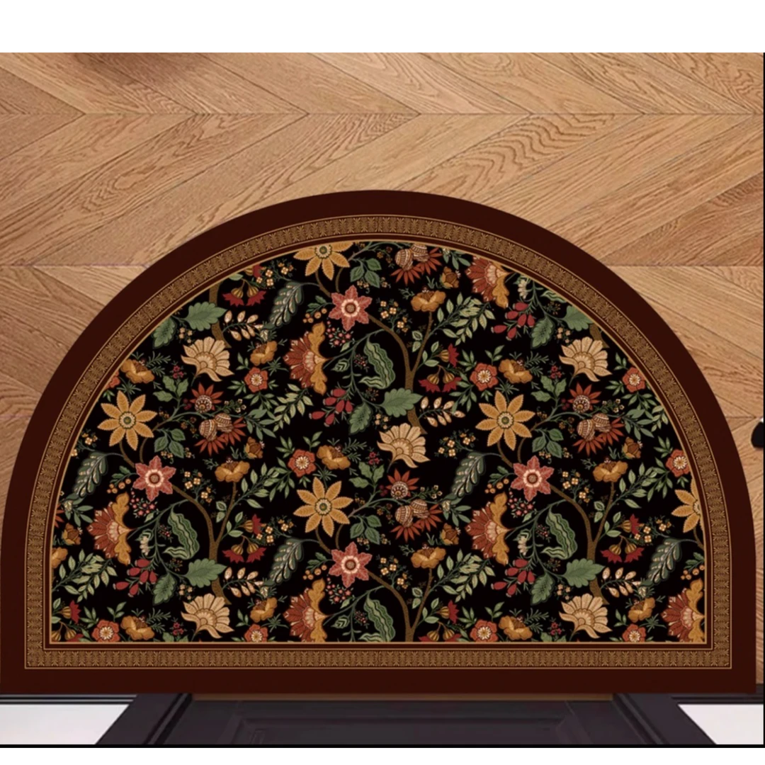 【防滑黑科技】田园碎花美式复古入户门地垫进门脚垫半圆形浴室地垫