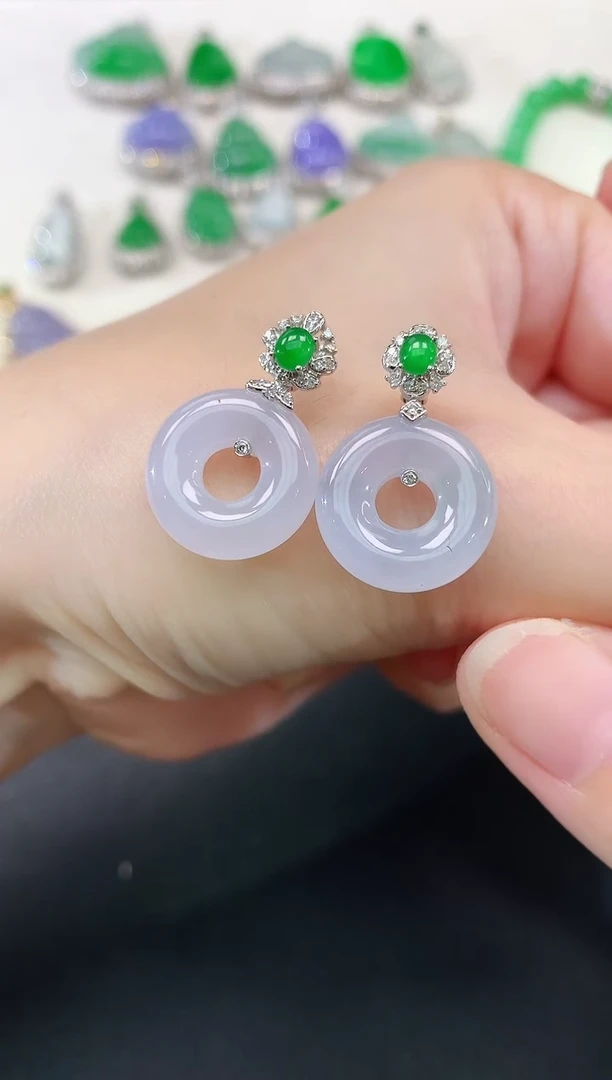 吊坠(不含链)18K金镶嵌翡翠甜甜圈|2500多样性发其一