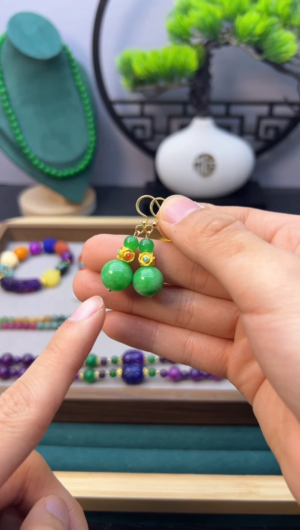 【闪购商品】翡翠耳饰14K金镶嵌E242