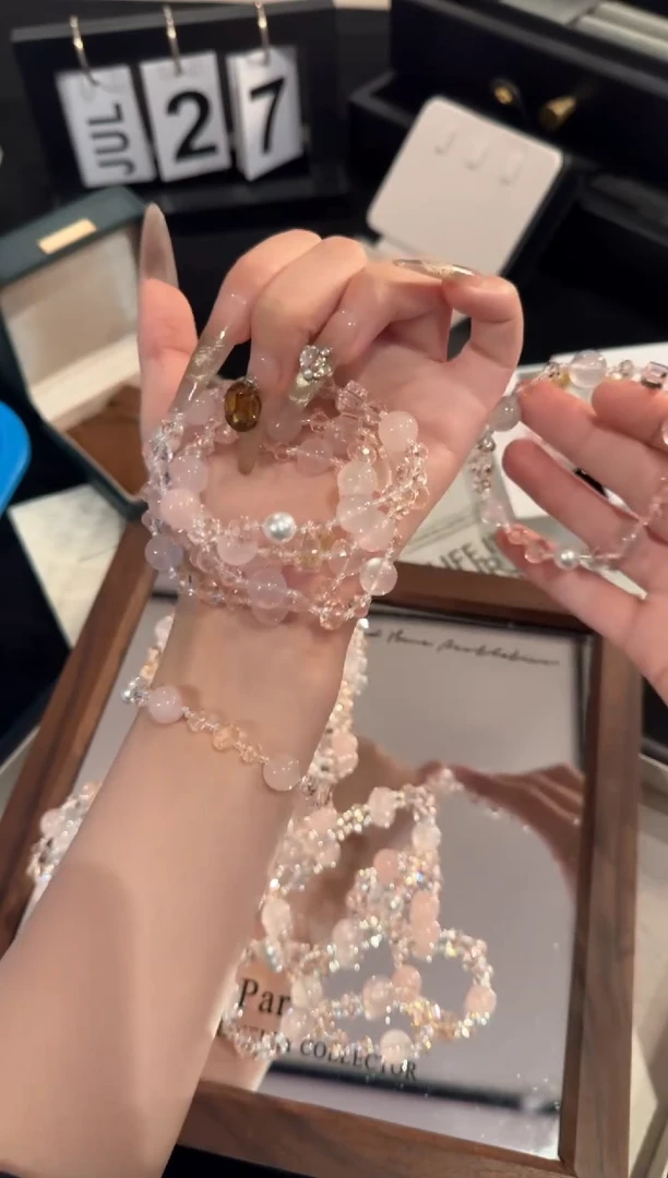 水晶手链合金粉水晶x2161