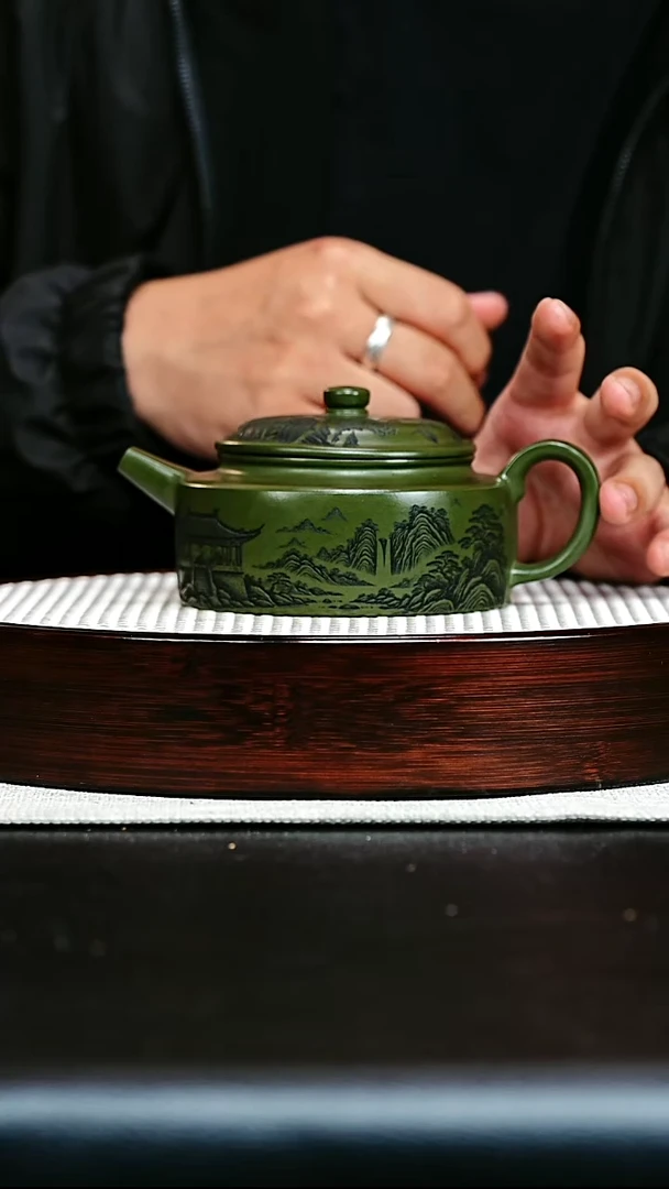 茶杯紫砂宜兴紫砂   德钟 景舟墨绿泥