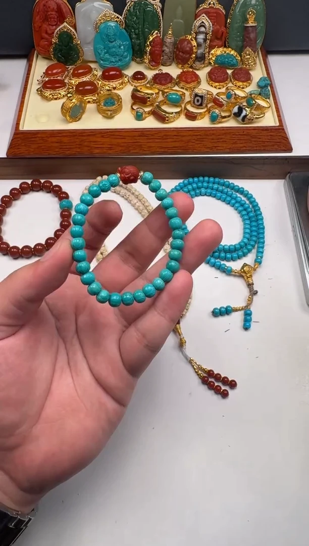 18K金镶嵌绿松石挂件给****～手串手串