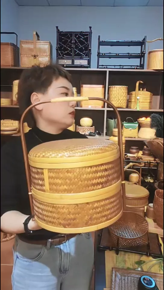 啊*圆形手工蔑手工编食盒