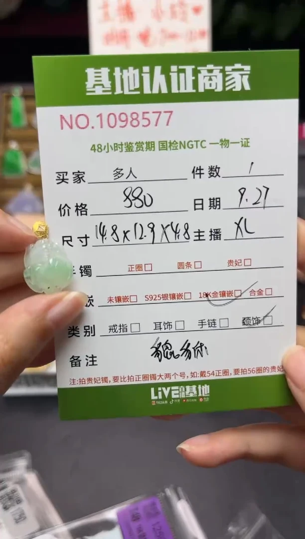 吊坠(不含链)18K金镶嵌翡翠多人