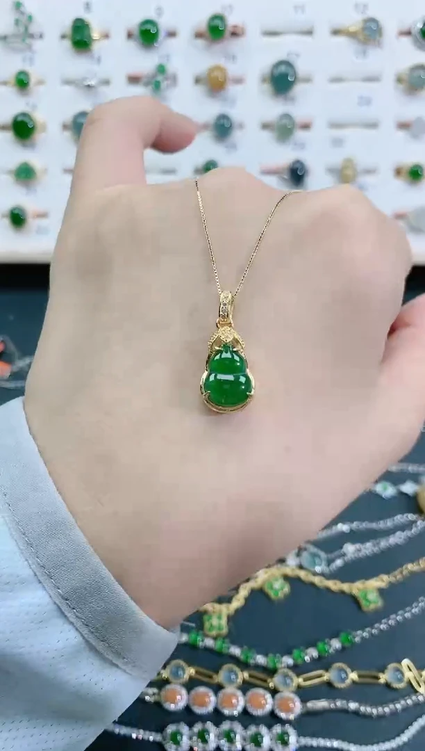 翡翠银S925镶嵌颈饰天然翡翠