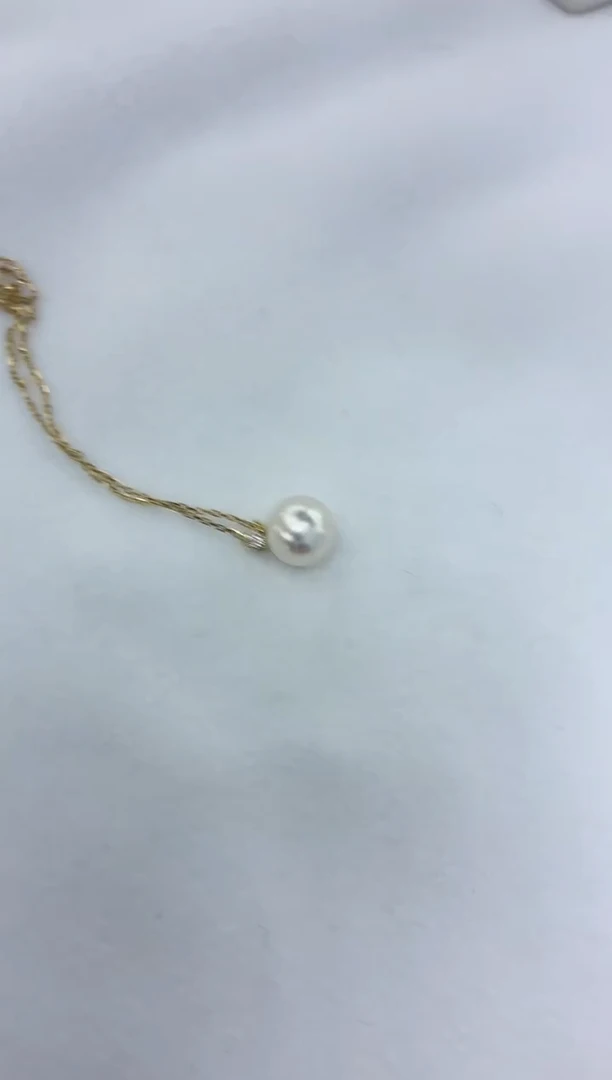颈饰18K金镶嵌海水珍珠王妃吊坠8.5-9（赠送银链子