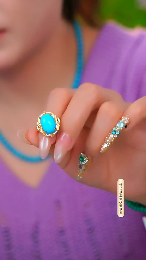 银S925镶嵌绿松石戒指多样性发一