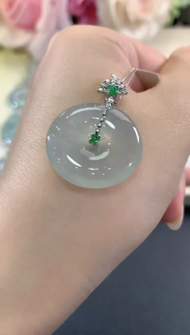 吊坠(不含链)18K金镶嵌翡翠c26