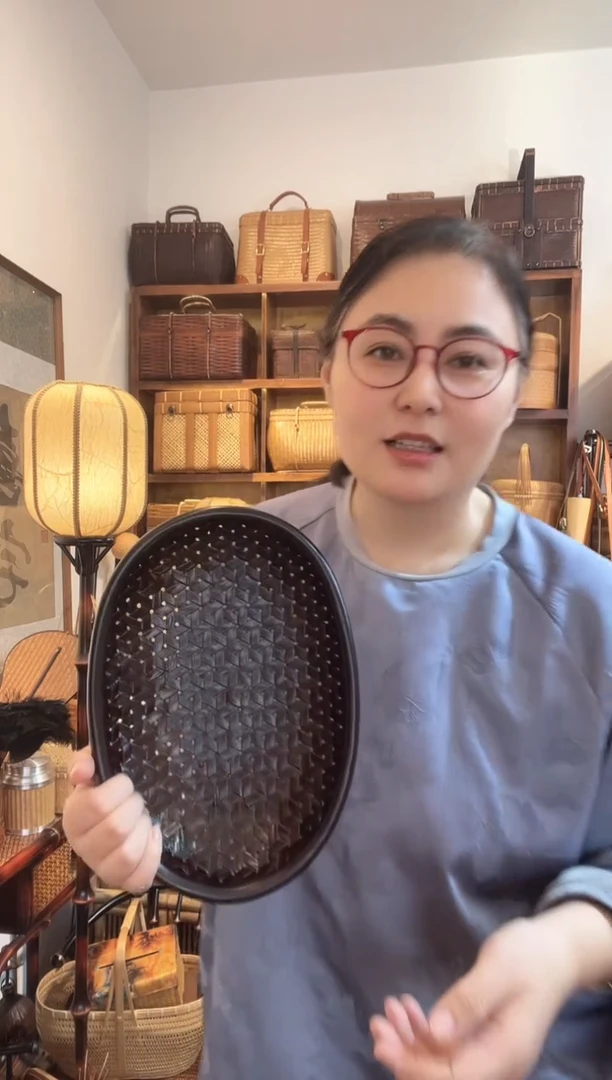 手工竹编复古蛋形收纳筐