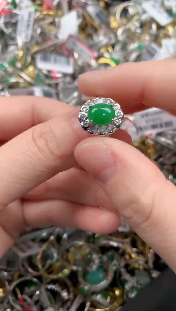 银S925镶嵌戒指翡翠555                  10