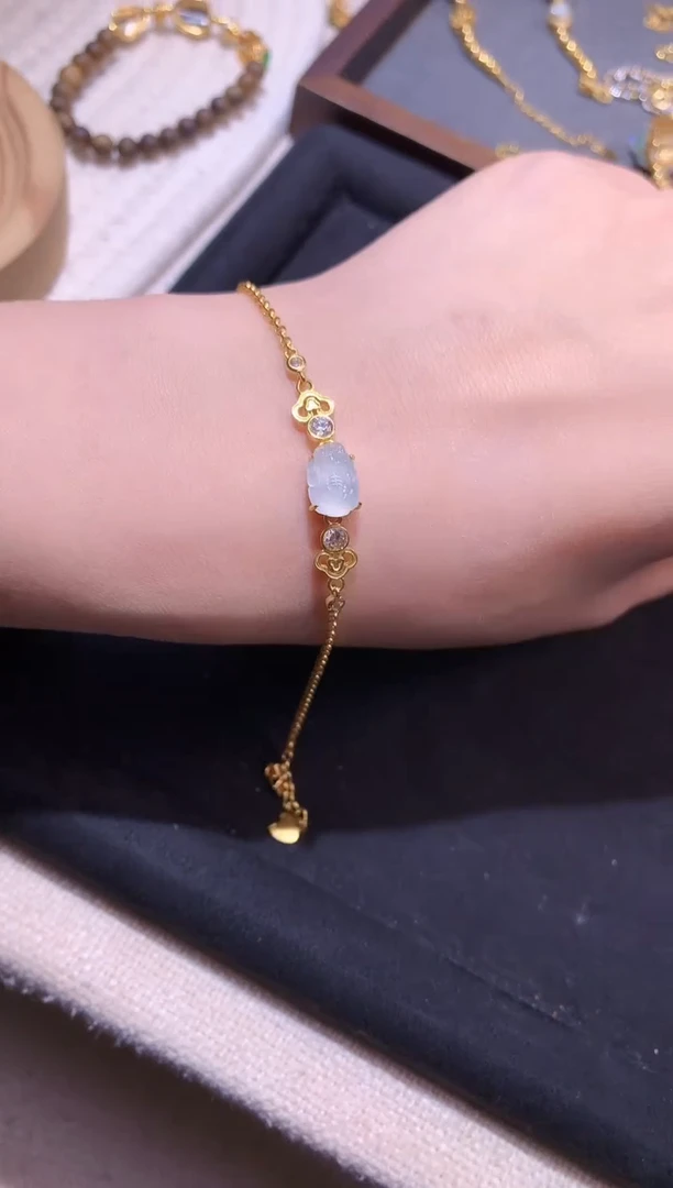 手链翡翠银S925镶嵌手链