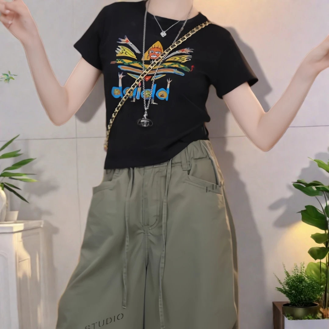 『摩登辣妹』夏季时尚趣味减龄修身短袖T恤5053040