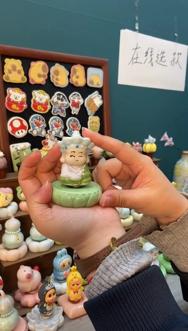 摆件陶绿色无语佛