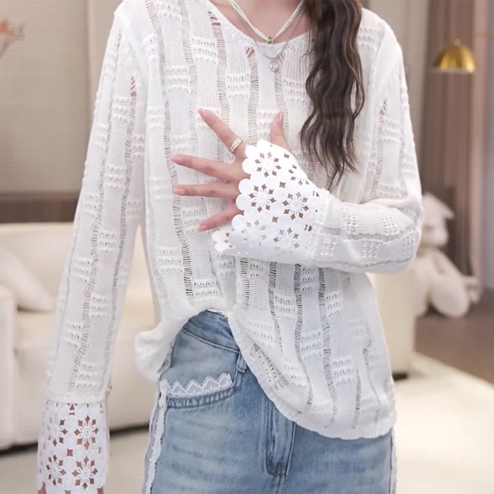 【春意氛围】早春新款时尚宽松拼接显瘦高级设计感针织衫上衣女