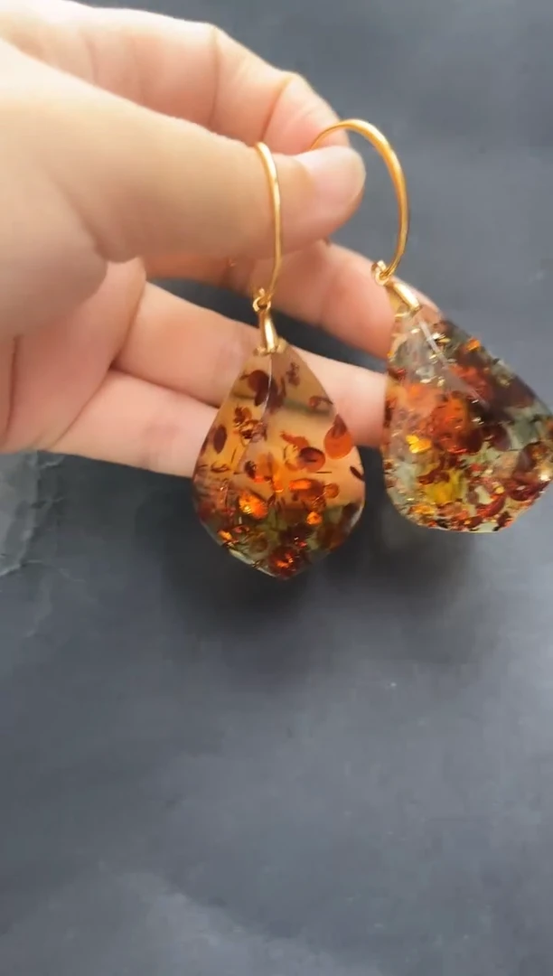 银S925镶嵌琥珀裸石琥珀耳坠