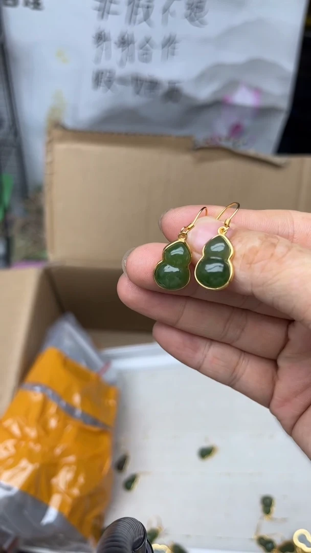 和田玉银S925镶嵌耳饰多样性发货拍一发一