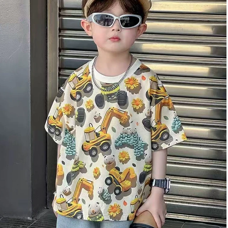 儿童夏装短袖T恤男童2025夏季新款半袖上衣洋气男宝宝帅气时髦潮