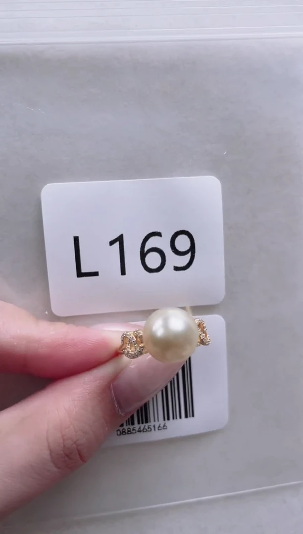 银S925镶嵌海水珍珠戒指L169