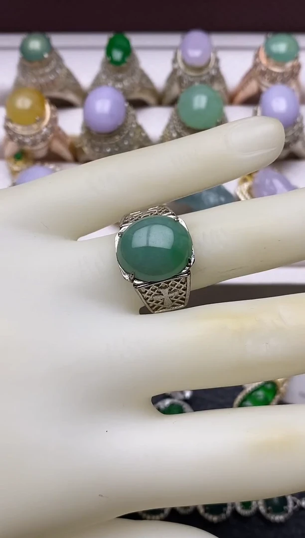 银S925镶嵌戒指翡翠/0015