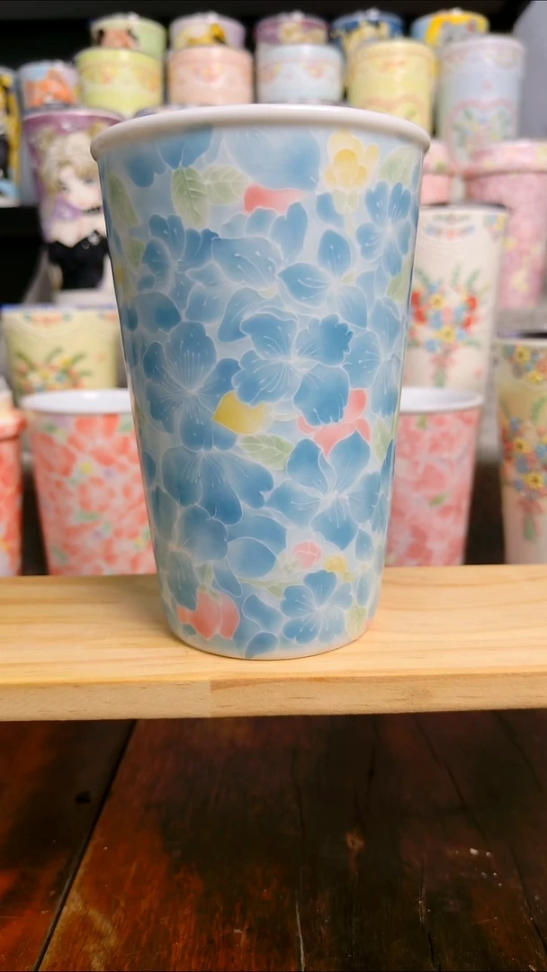 瓷新款万花可乐杯--蓝色