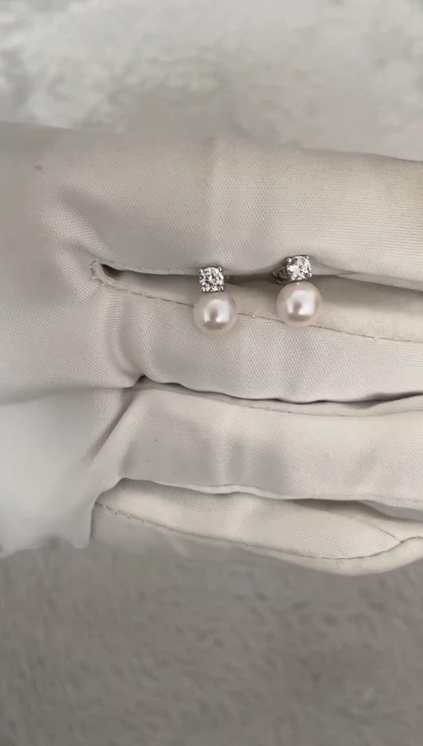 银S925镶嵌海水珍珠耳饰AK戴妃6.5-7mm