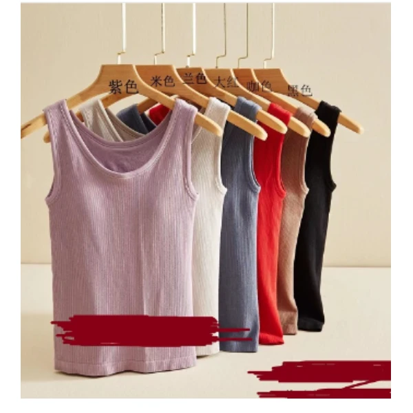 【U.M】修身型螺纹背心带胸棉