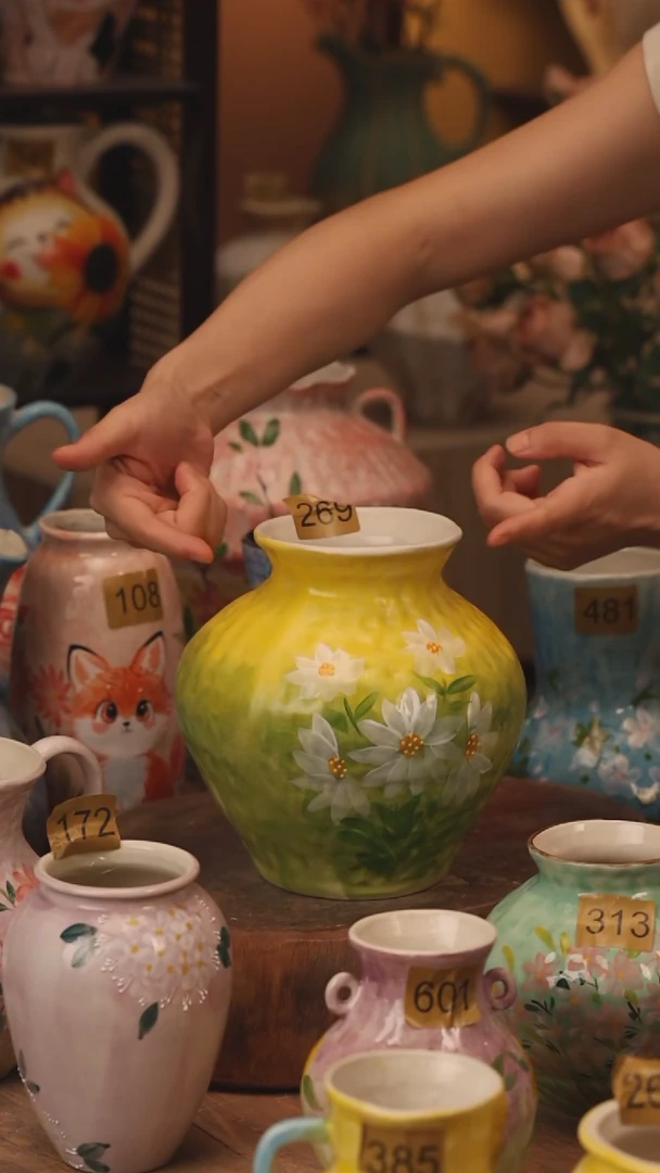 陶瓷269景德镇设计师手作花器摆件侘寂风