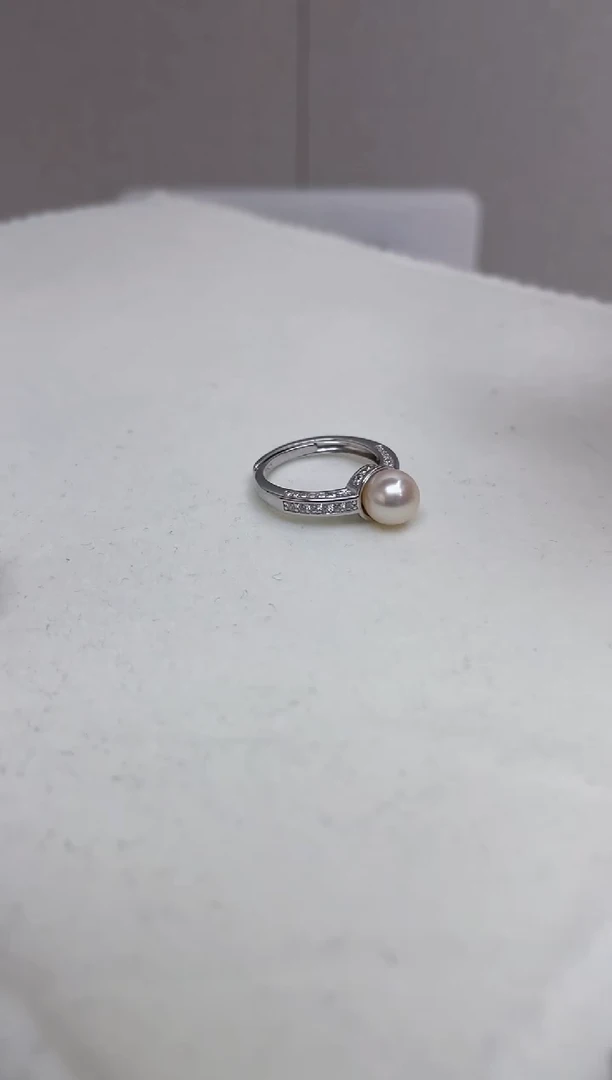 银S925镶嵌戒指海水珍珠