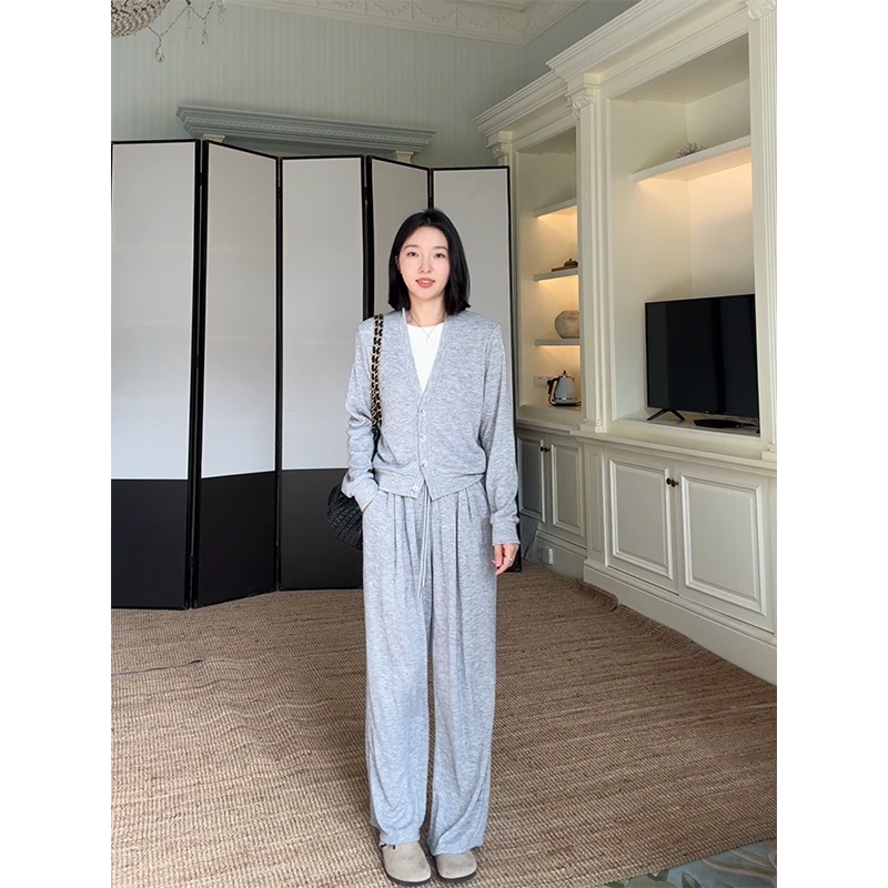郭九九呢 慵懒气质简约假两件显瘦针织上衣休闲垂垂裤 G925Z16131