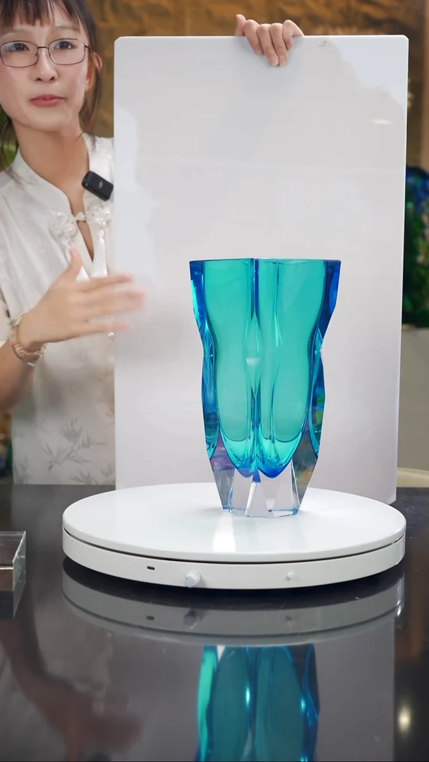 手工艺品琉璃福利天空蓝切面花瓶