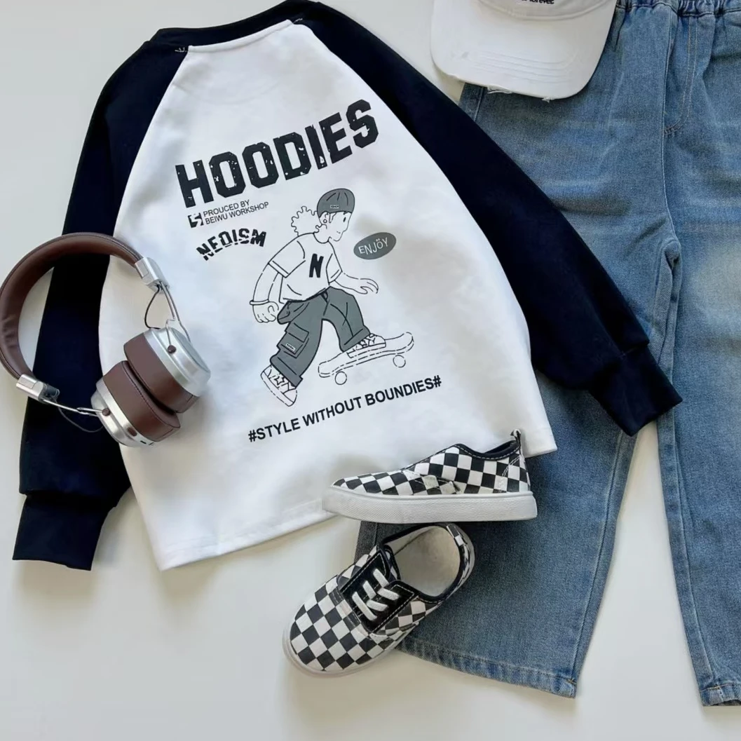 柳柳定制   2025春季儿童前后印花插肩袖T恤  880187