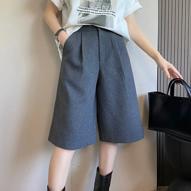 欧洲站阔腿七分裤女2025秋冬新款宽松显瘦大脚裤洋气人棉八分裤