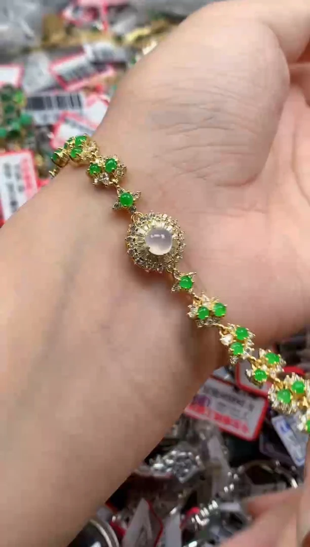 银S925镶嵌戒指翡翠天然A货缅甸翡翠