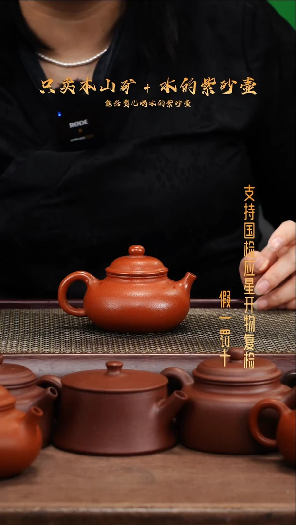 茶壶紫砂原矿龙山朱泥 全手 容天壶