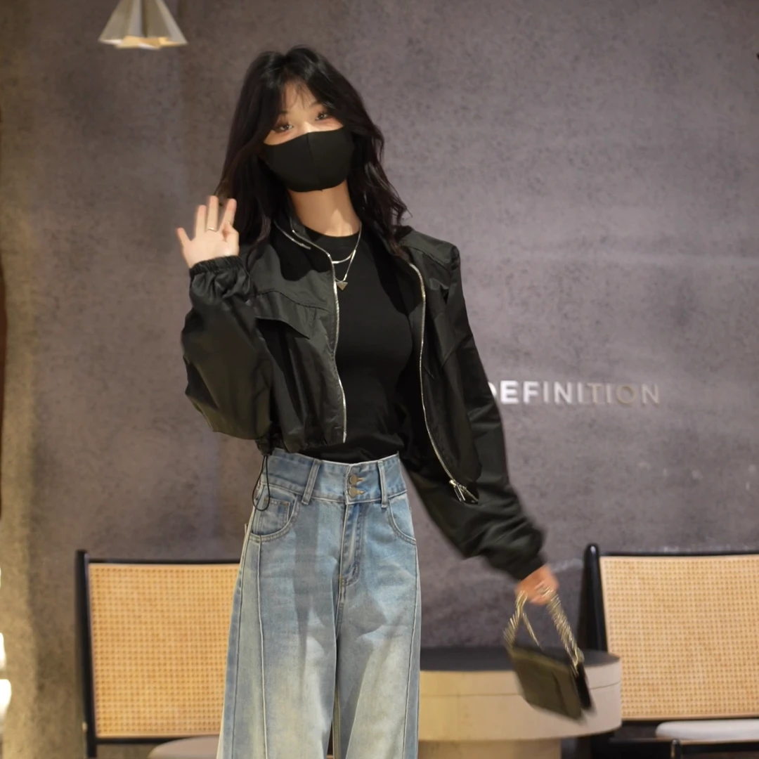 1021气质时尚拉链装饰立领韩系穿搭短外套女秋季2025春季新款