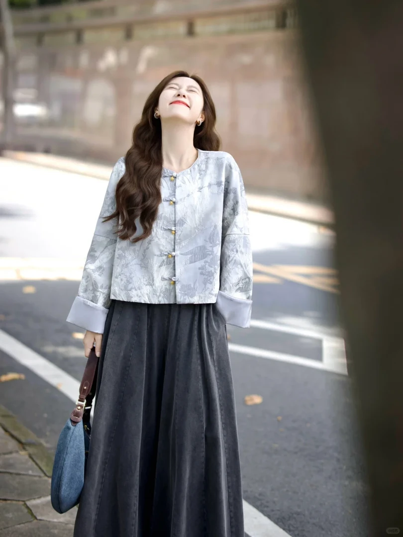 早秋一整套女高级感穿搭新中式短外套阔腿裤大方得体的两件套装女