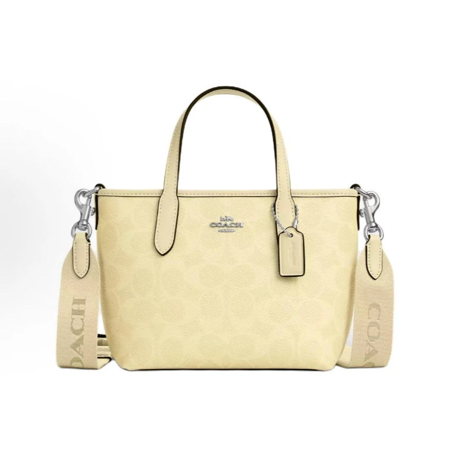 COACH/蔻驰时尚超迷你City Tote奶油黄老花斜挎包女士经典15*9*13