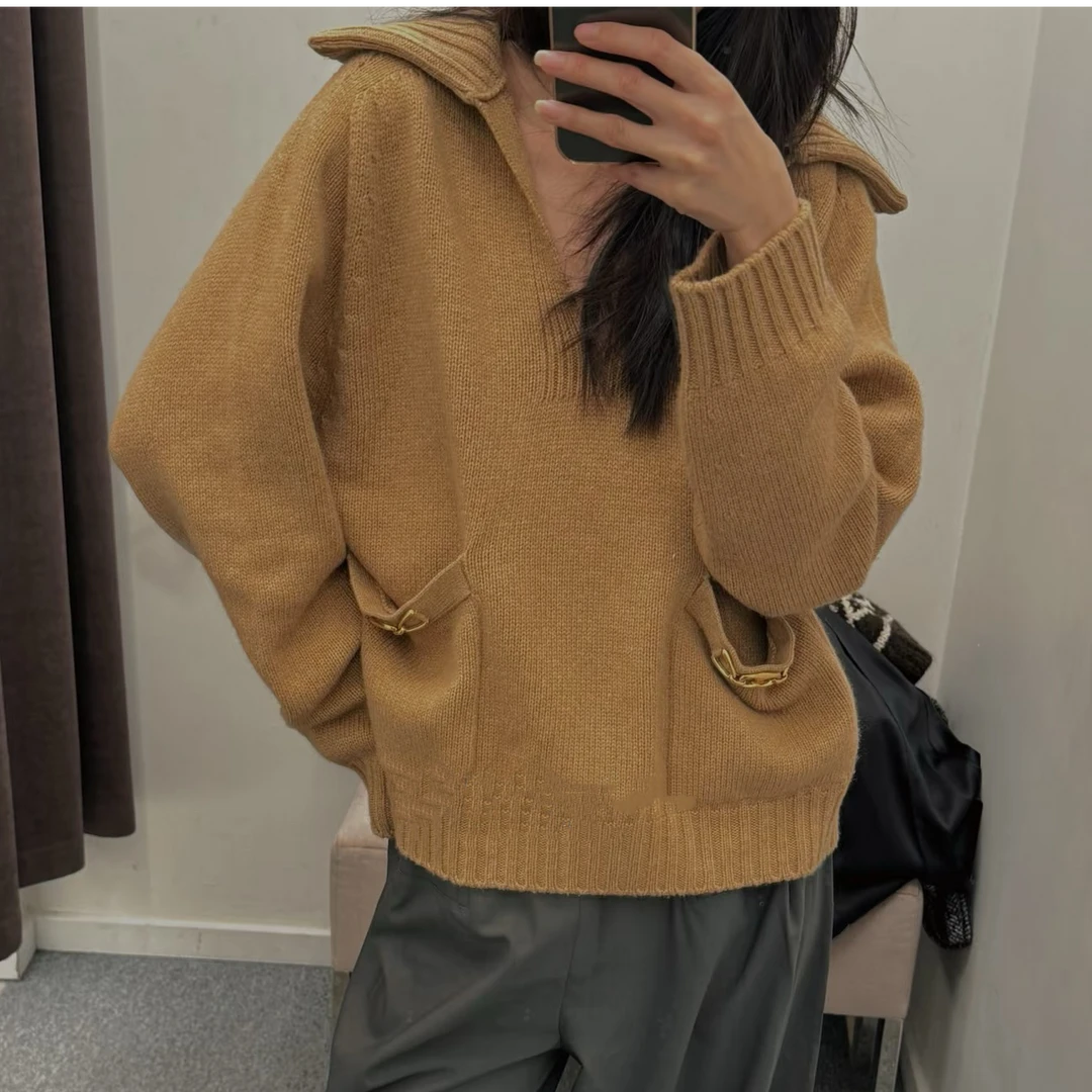 未使用 Celine/思琳 针织长袖毛衣 棕色/S