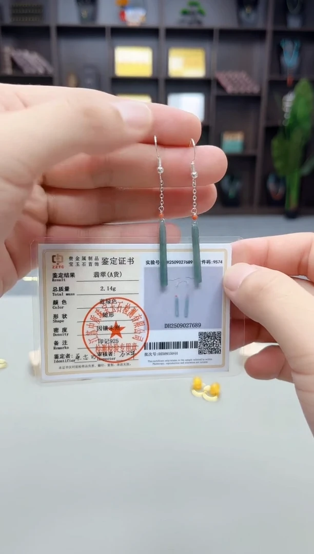银S925镶嵌翡翠耳饰新6