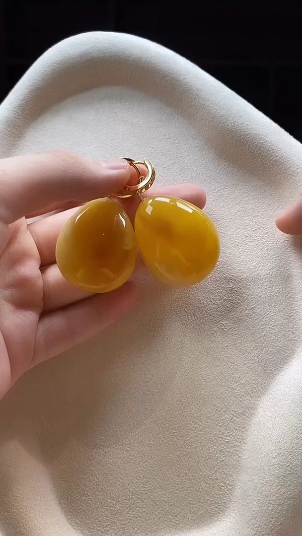 琥珀未镶嵌耳饰耳环
