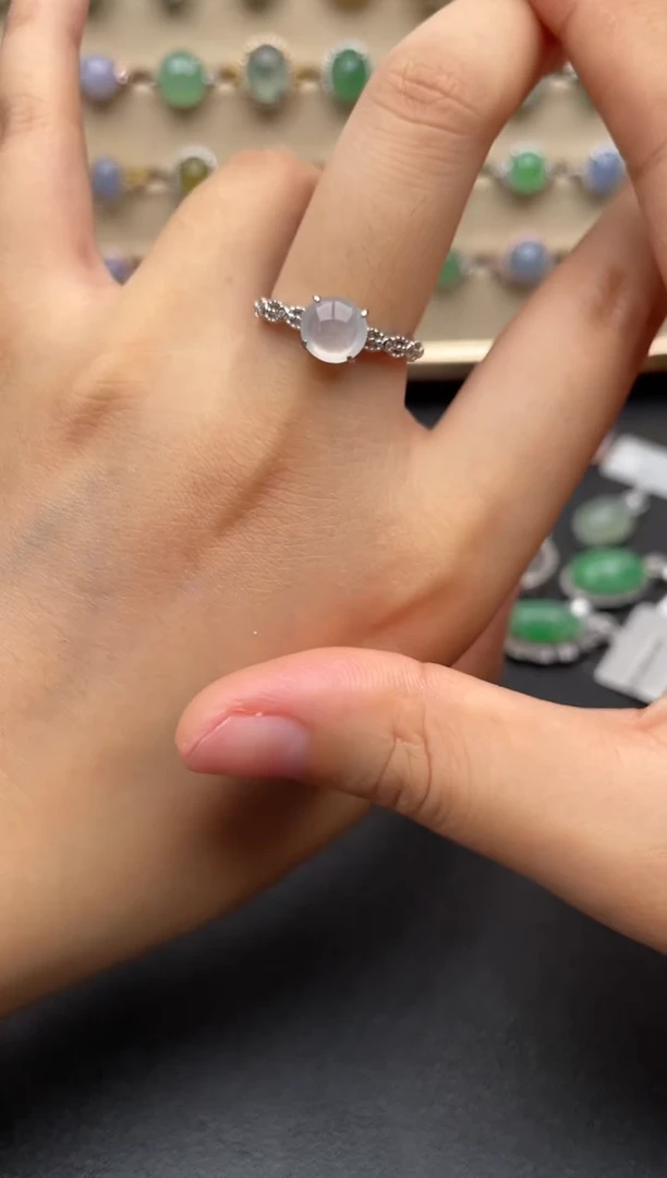 银S925镶嵌戒指翡翠一物一证一礼盒